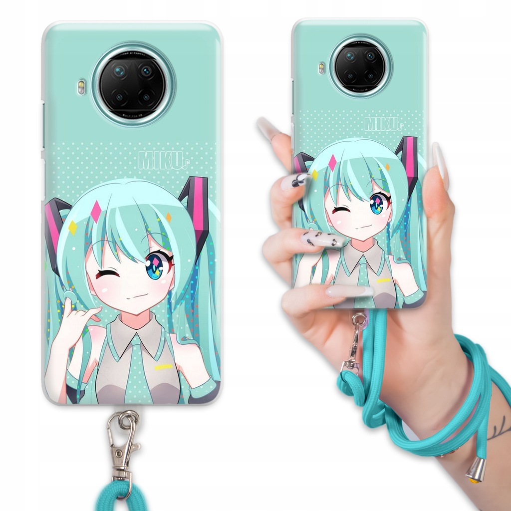 ETUI DO XIAOMI REDMI NOTE 9 5G CASE ANIME HATSUNE MIKU TURKUSOWY SZNUREK WZ