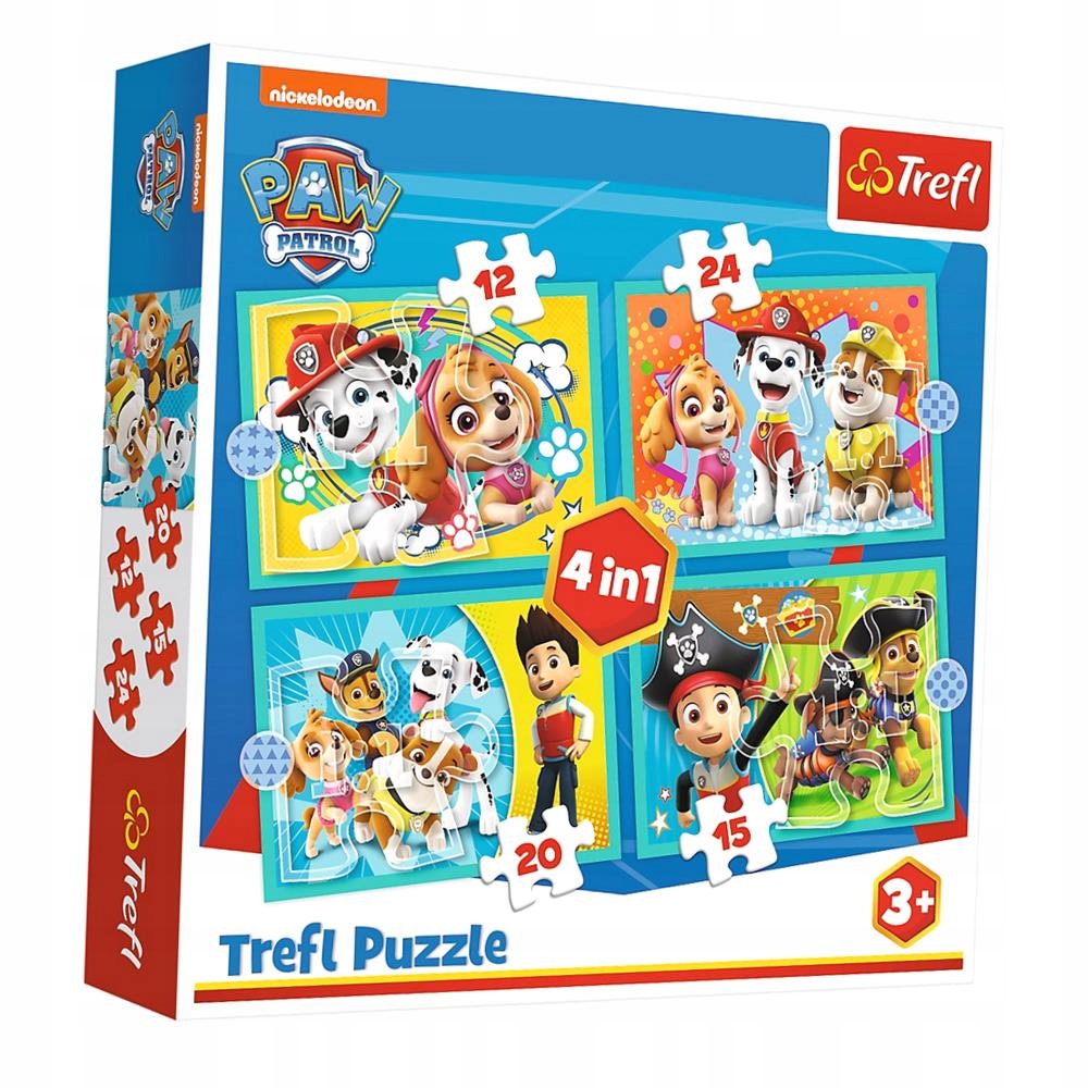 PUZZLE 4W1 (12, 15, 20, 24) WESOŁA EKIPA PSIEGO PATROLU 34346