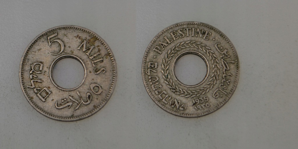 Palestyna - Brytyjski Mandat - 5 Mils 1935 rok