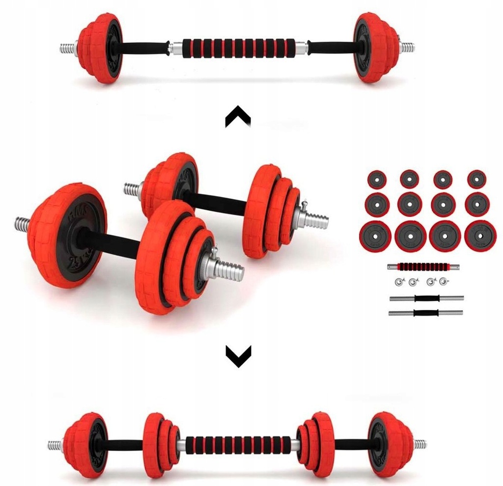 ZESTAW HANTLE+SZTANGA OGUMOWANE REGULOWANE 20KG