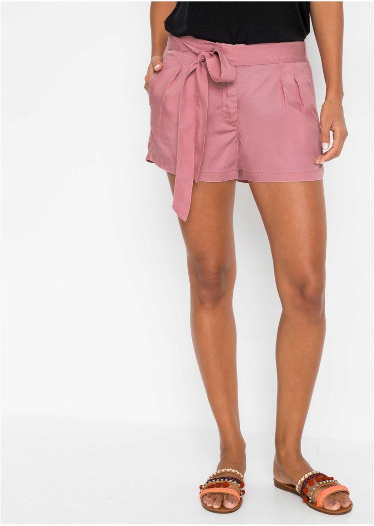 SZORTY SPODENKI Z LYOCELLU RÓŻOWE 3C3A03 Bonprix 40