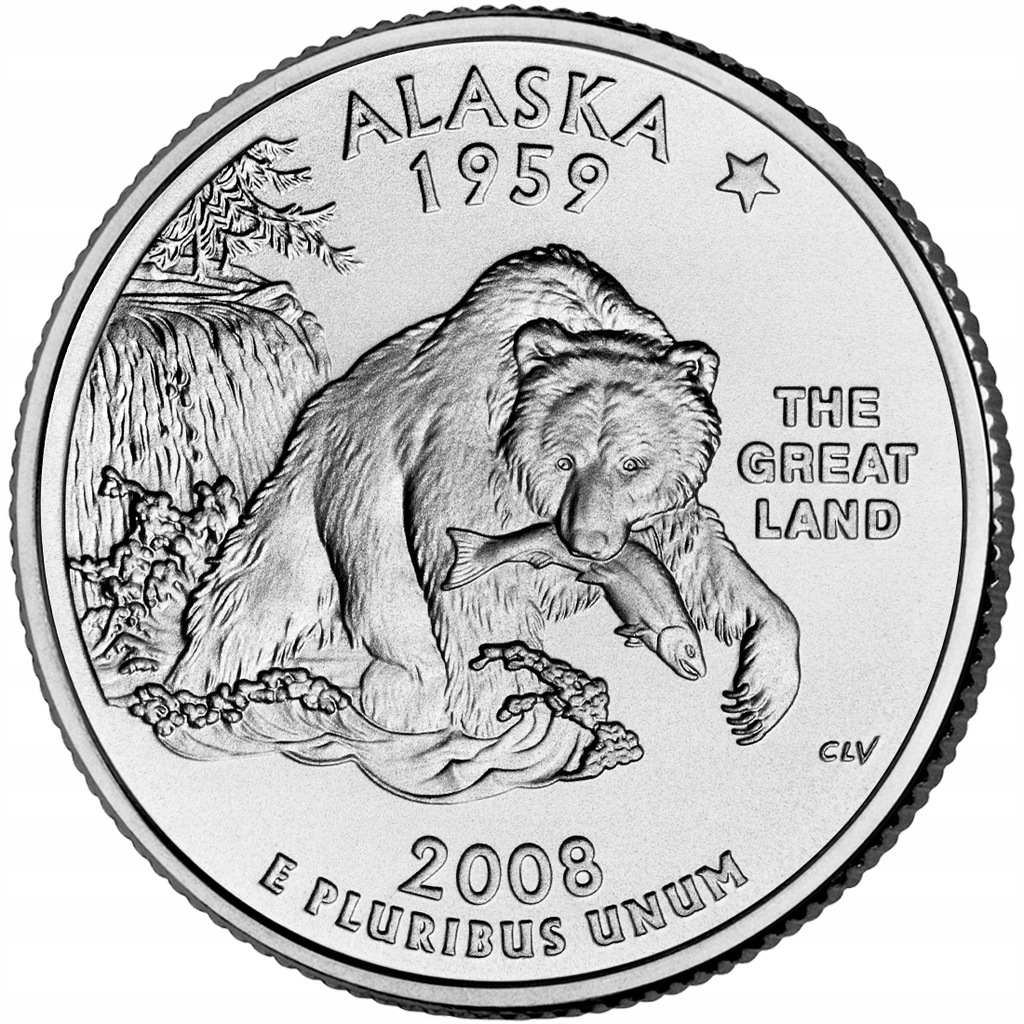 25 c Stany USA Alaska State Quarter 2008 D nr 49