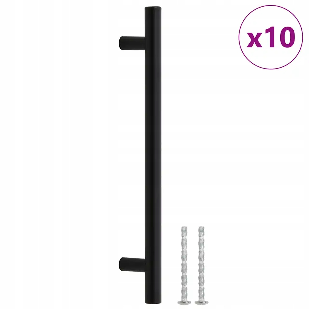vidaXL Uchwyty do szafek, 10 szt., czarne, 160 mm, stal nierdzewna