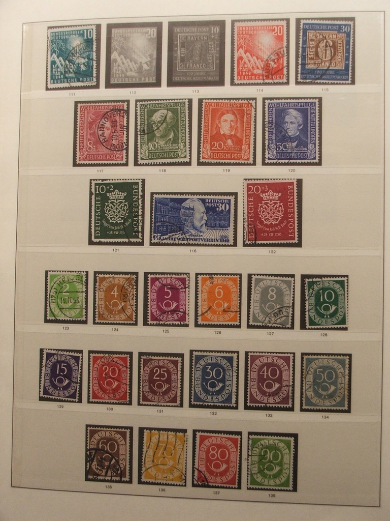 Album Niemcy 1949 - 1973 kasowane, brak 3 znaczków