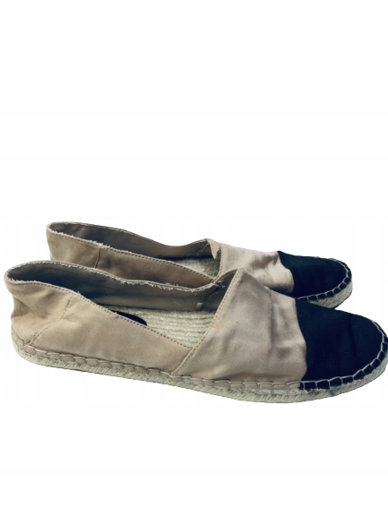 Espadryle Zara 40 beżowo czarne