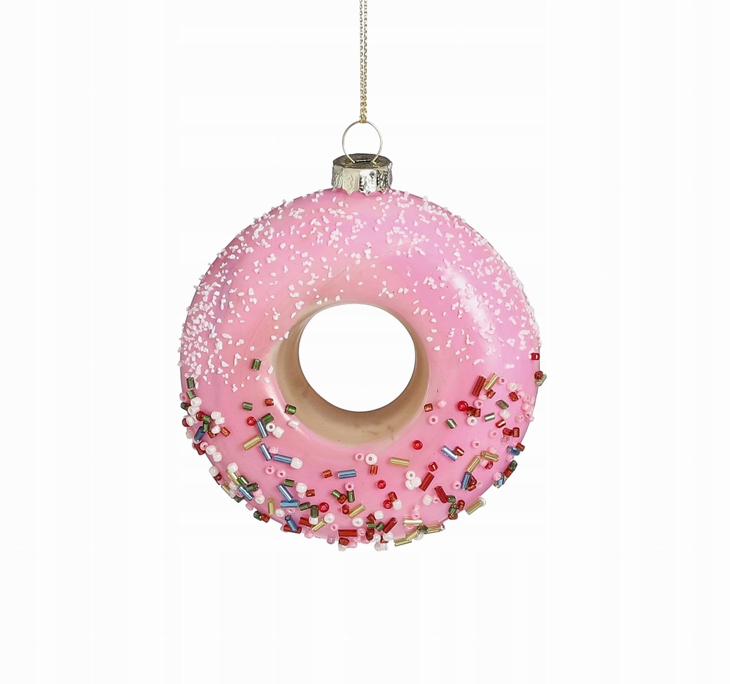 Bombka pączek z posypką różowy donat ozdoba 9cm