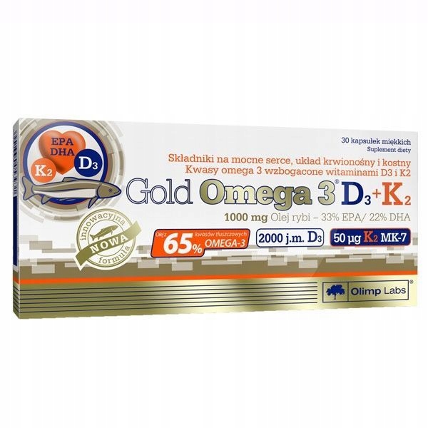 OLIMP GOLD OMEGA 3 D3 + K2 30 kaps 2000 j WITAMINY