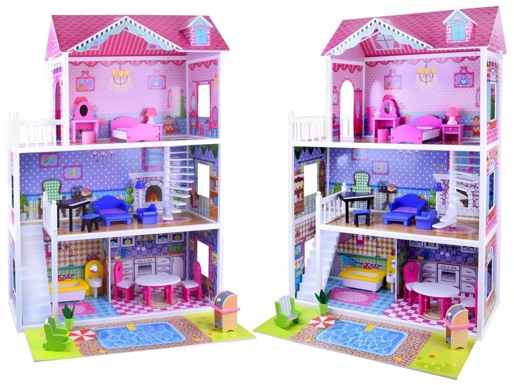 Купить БОЛЬШОЙ Деревянный домик для КУКОЛ БАРБИ, мебель ZA2122: отзывы ...