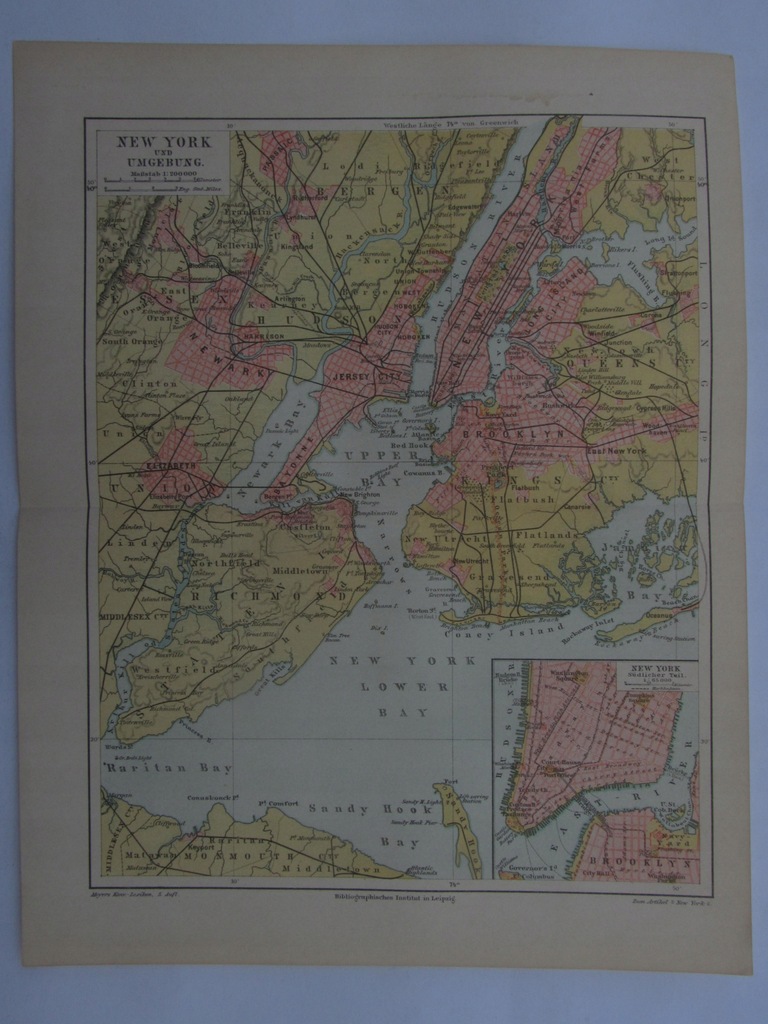 NOWY JORK AGLOMERACJA USA mapa 1897 r.
