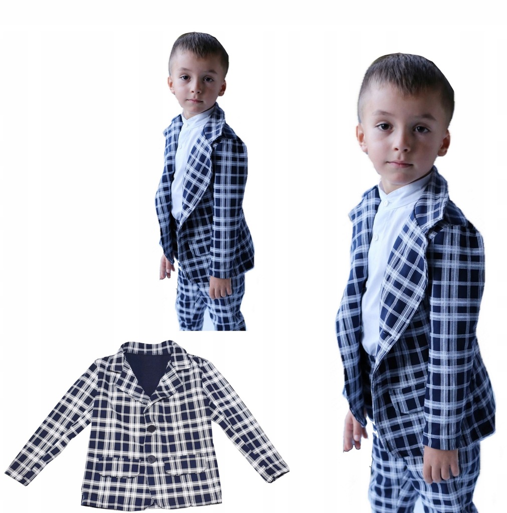 Marynarka wizytowa krata granat Royal kids 128-134