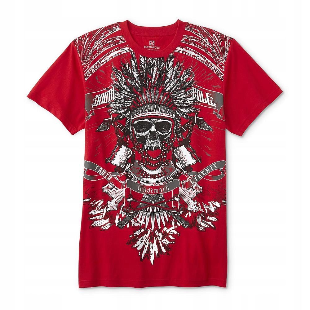 Southpole Skull Graphic Czaszka Red T-shirt L USA