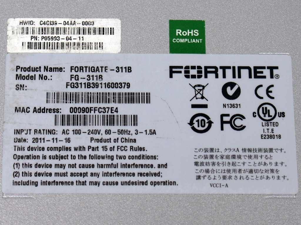 Купить Устройство безопасности Fortinet Fortigate FG-311B P059: отзывы, фото, характеристики в интерне-магазине Aredi.ru