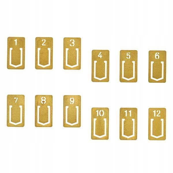 4x12 Pieces Brass Bookmark Clips Numbers Metal