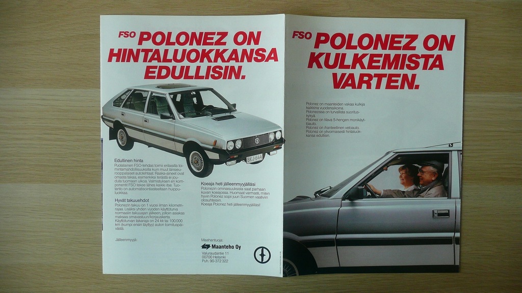 Prospekt FSO Polonez Finlandia 1988