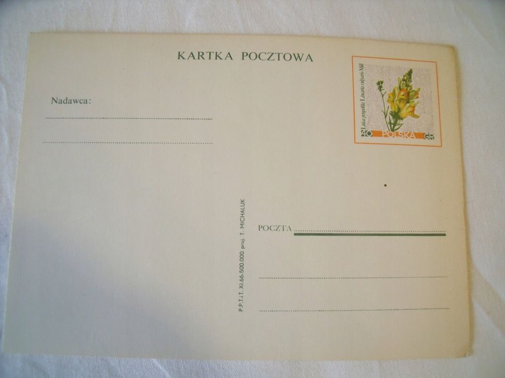 Karta pocztowa - Kwiat - Lnica pospolita