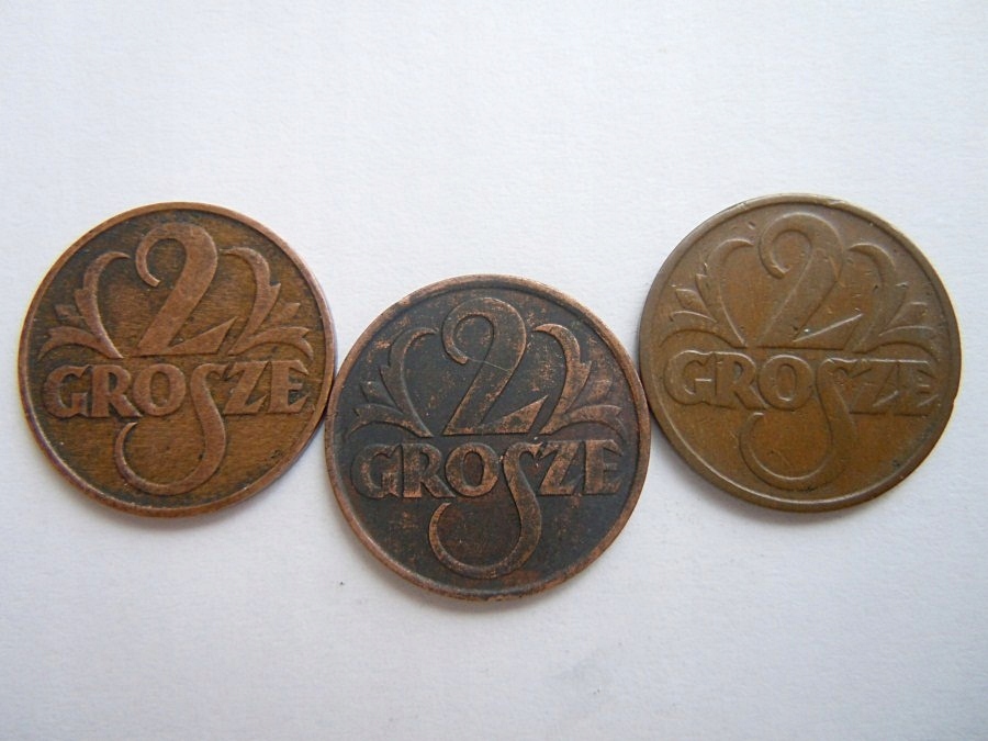 3 X 2 gr.GROSZE 1931r.1932r.1934r. ŁADNE STANY !!