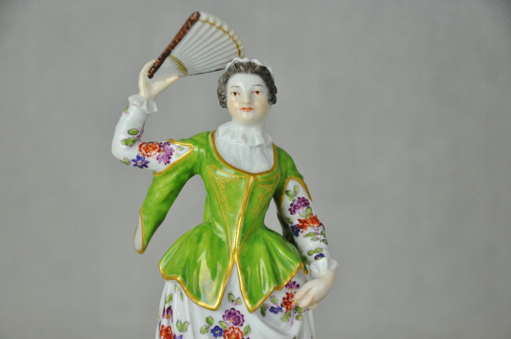 Unikat Figurka Miśnia Polka z wachlarzem 1890r