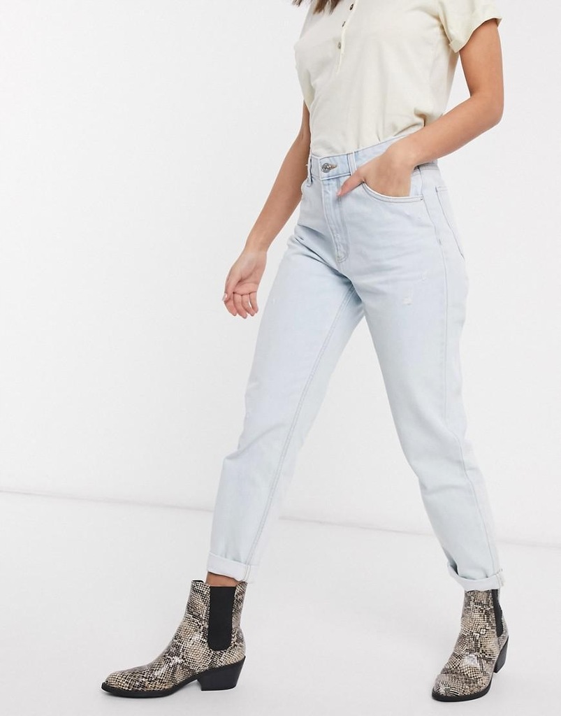 17N072 BERSHKA__NX8 SPODNIE MOM JEANS__L