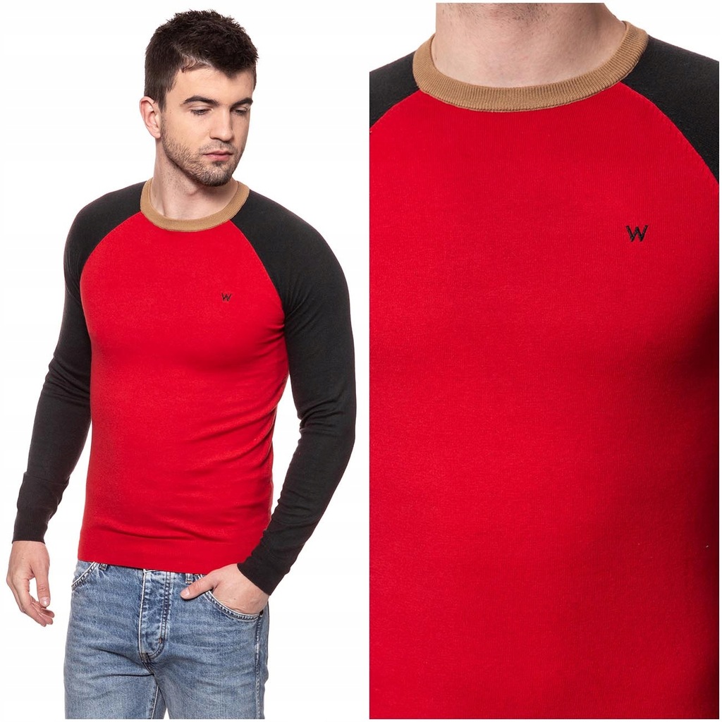 WRANGLER RAGLAN KNIT MĘSKI SWETER CIEPŁY LOGO S