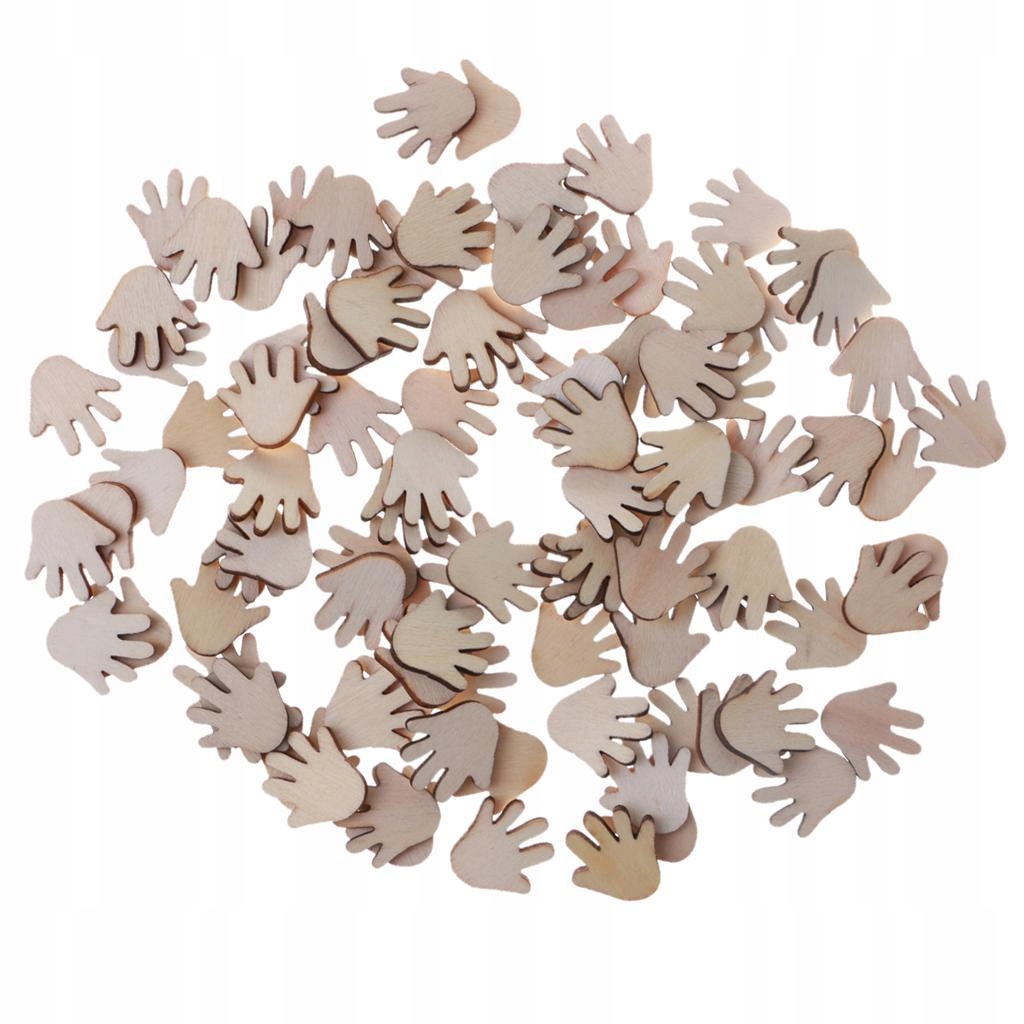 100x Wooden Hand Shapes Crafts Gift Embellishment