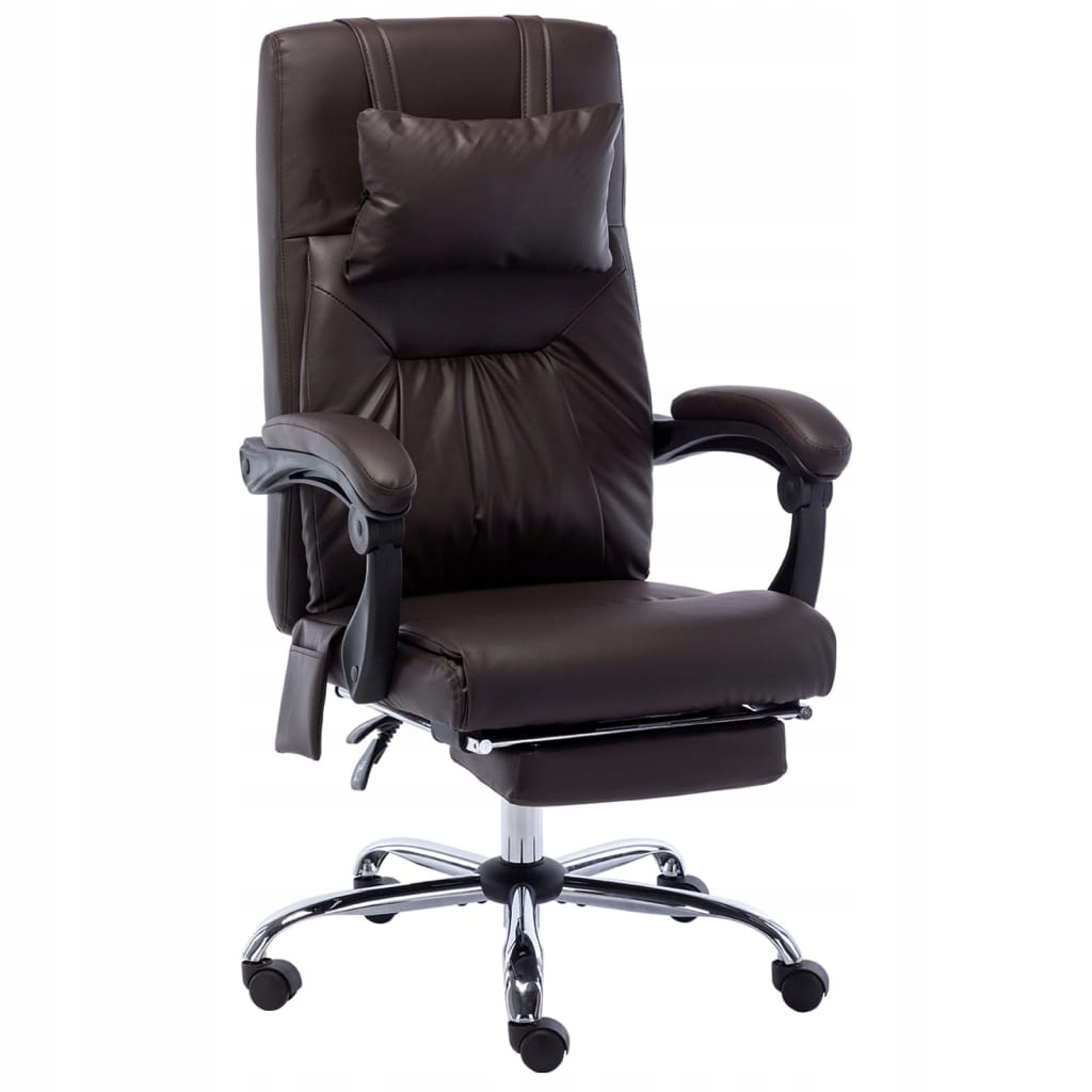 Krzesło biurowe z funkcją masażu, brązowe, sztucz