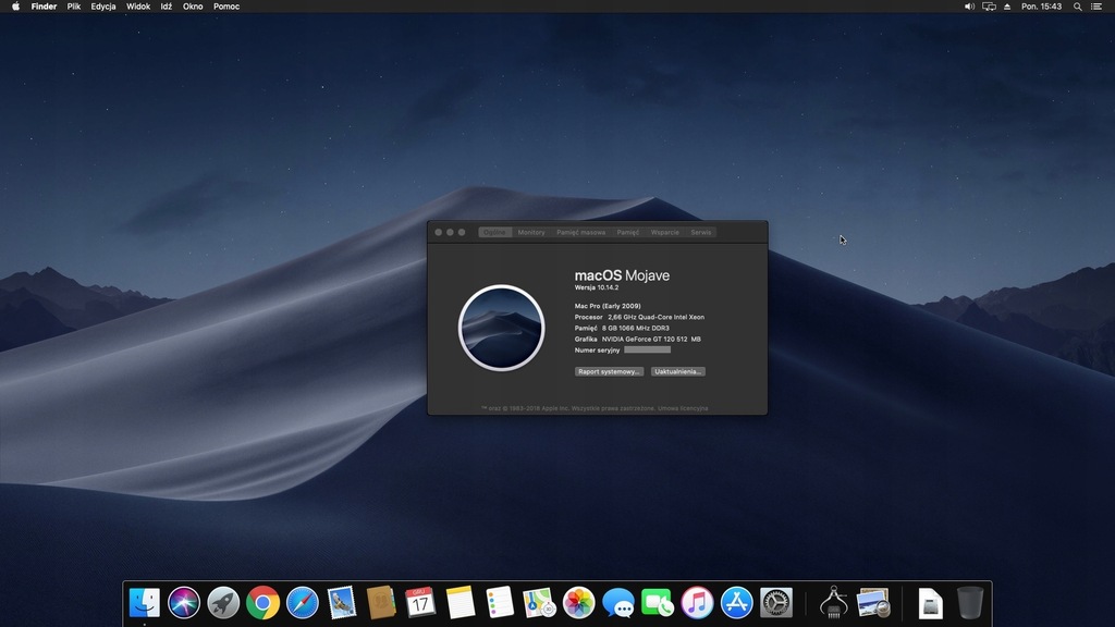 Pendrive z Mojave do Mac Pro 3.1, 4.1