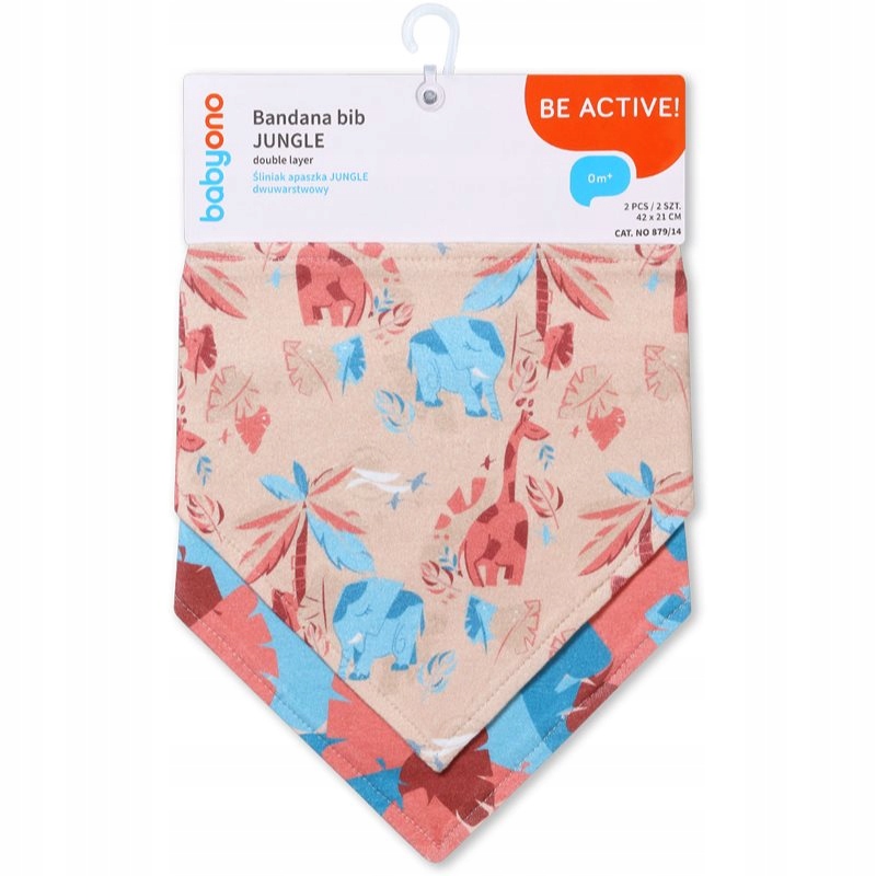 BabyOno Be Active Bandana Bib śliniak dla dzieci od urodzenia Jungle 2...