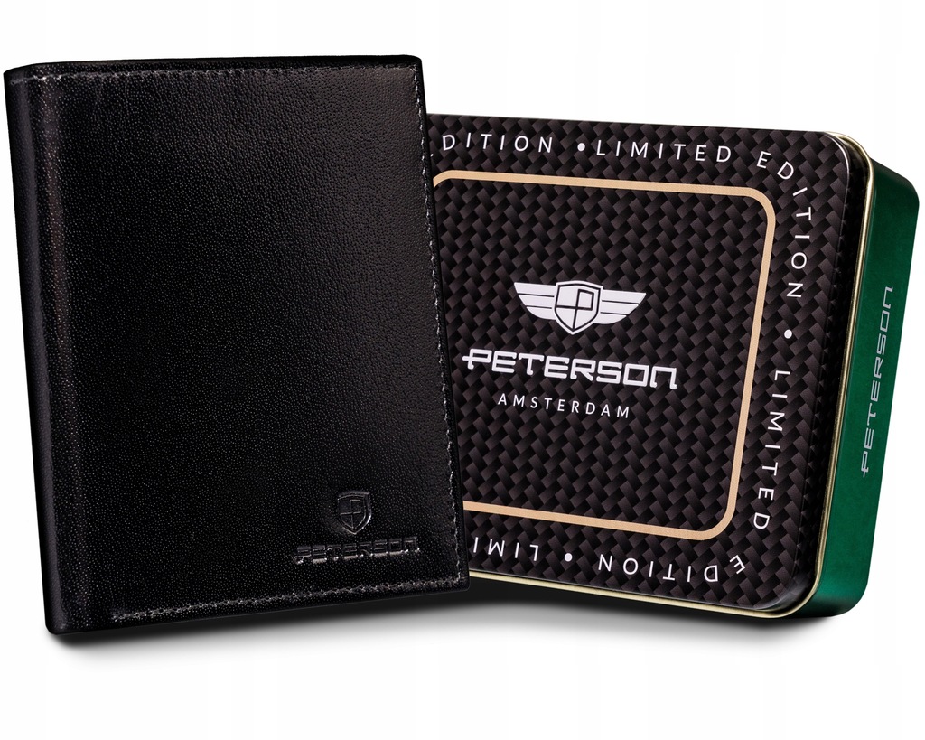 Portfel męski PETERSON skórzany na karty dokumenty