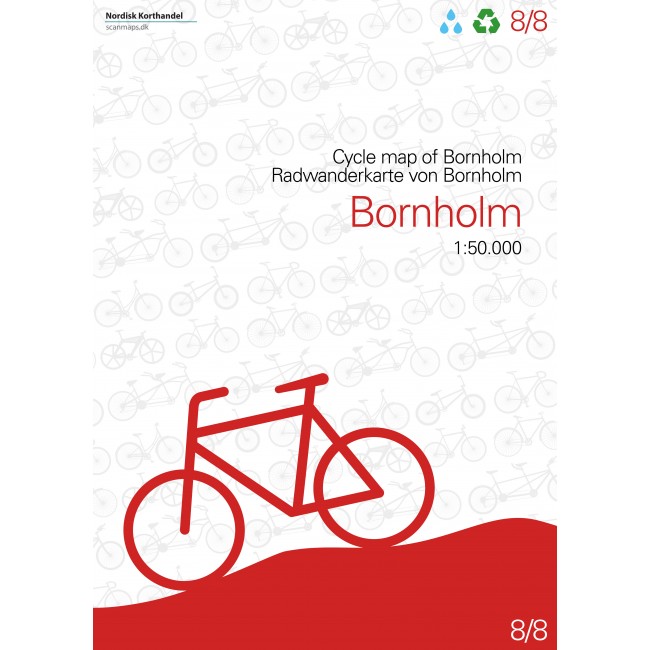 BORNHOLM wodoodporna mapa rowerowa 150000 Nordisk 10671342858