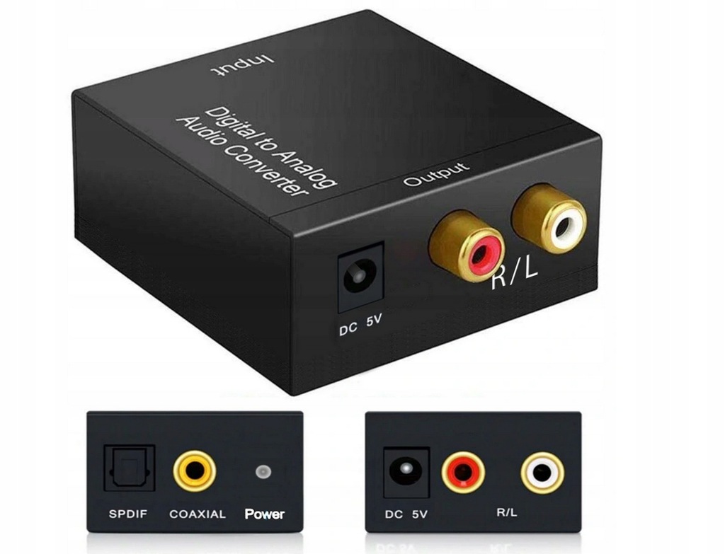 Konwerter audio OPTYCZNY Toslink coaxial na 2x RCA