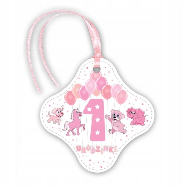 Zawieszka z wstążeczką Roczek 1 Urodzinki 2szt