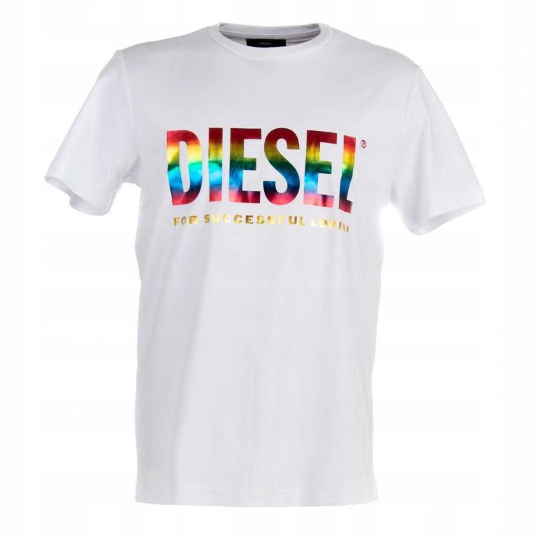 F7C408*DIESEL T-SHIRT BIAŁY LOGO 40 L O01