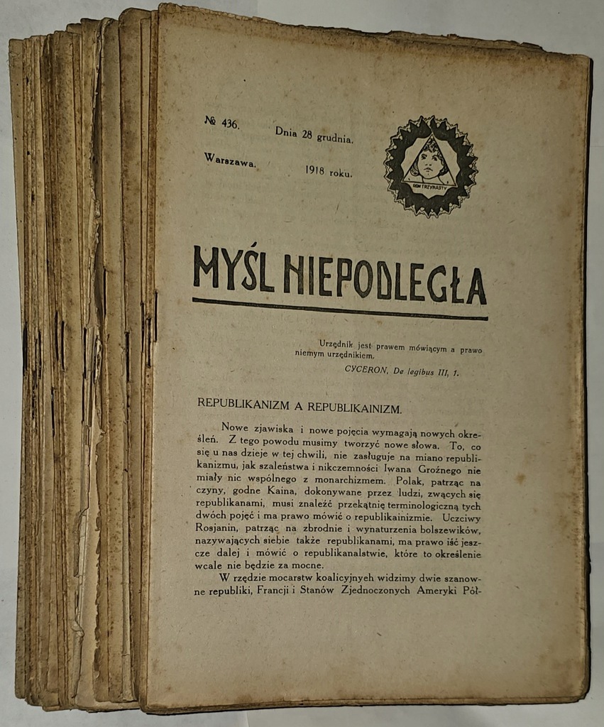 MYŚL NIEPODLEGŁA, ROCZNIK 1918