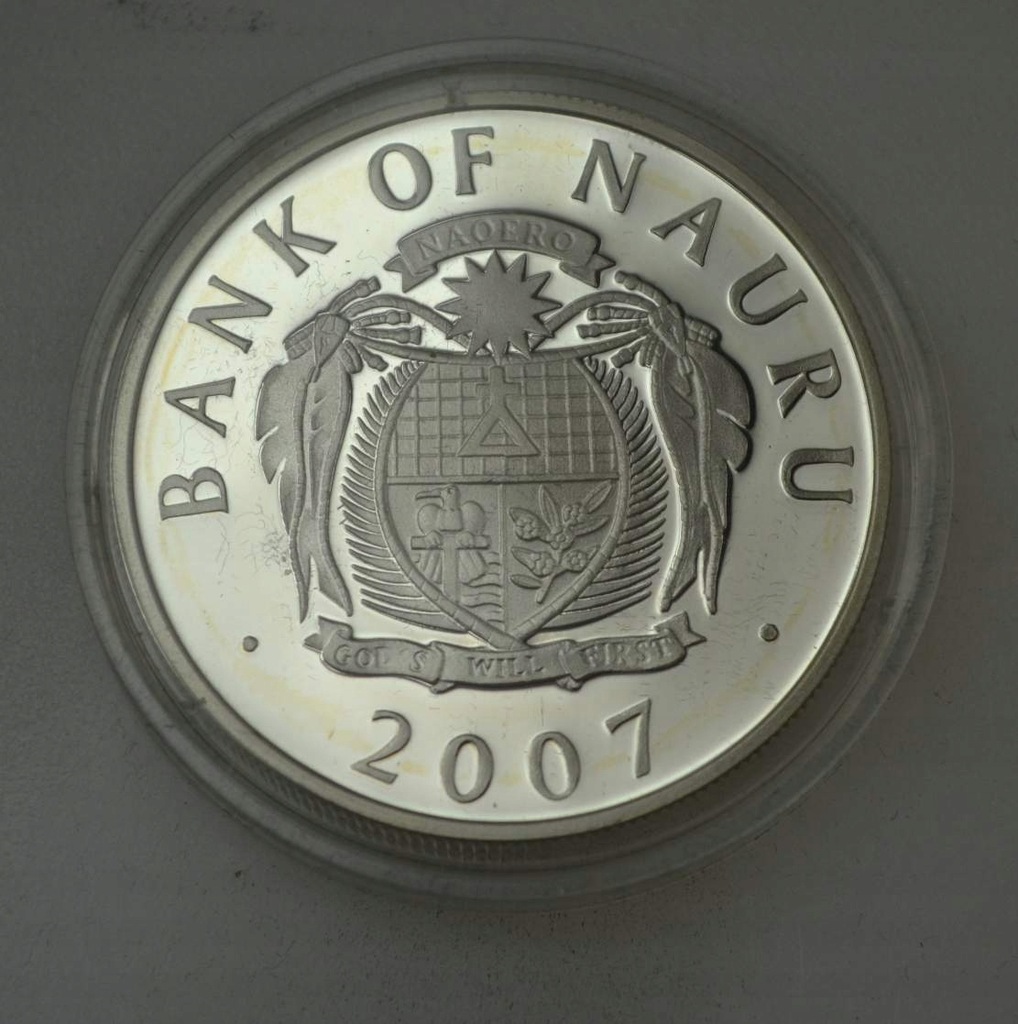 Nauru ( Anglia ) Srebro Proof 5 Dollar 2007 KM#46