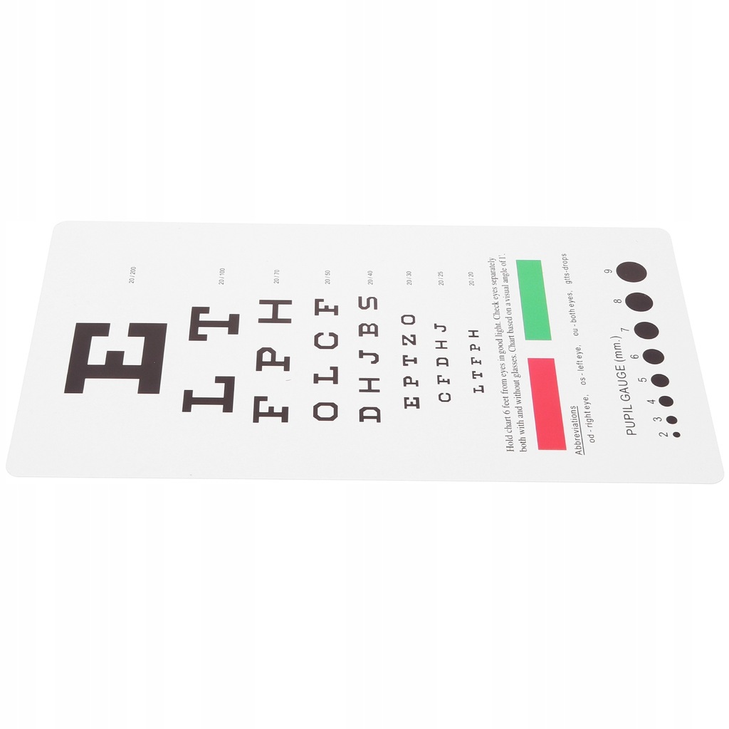 Vision Plastic Eye Chart Test