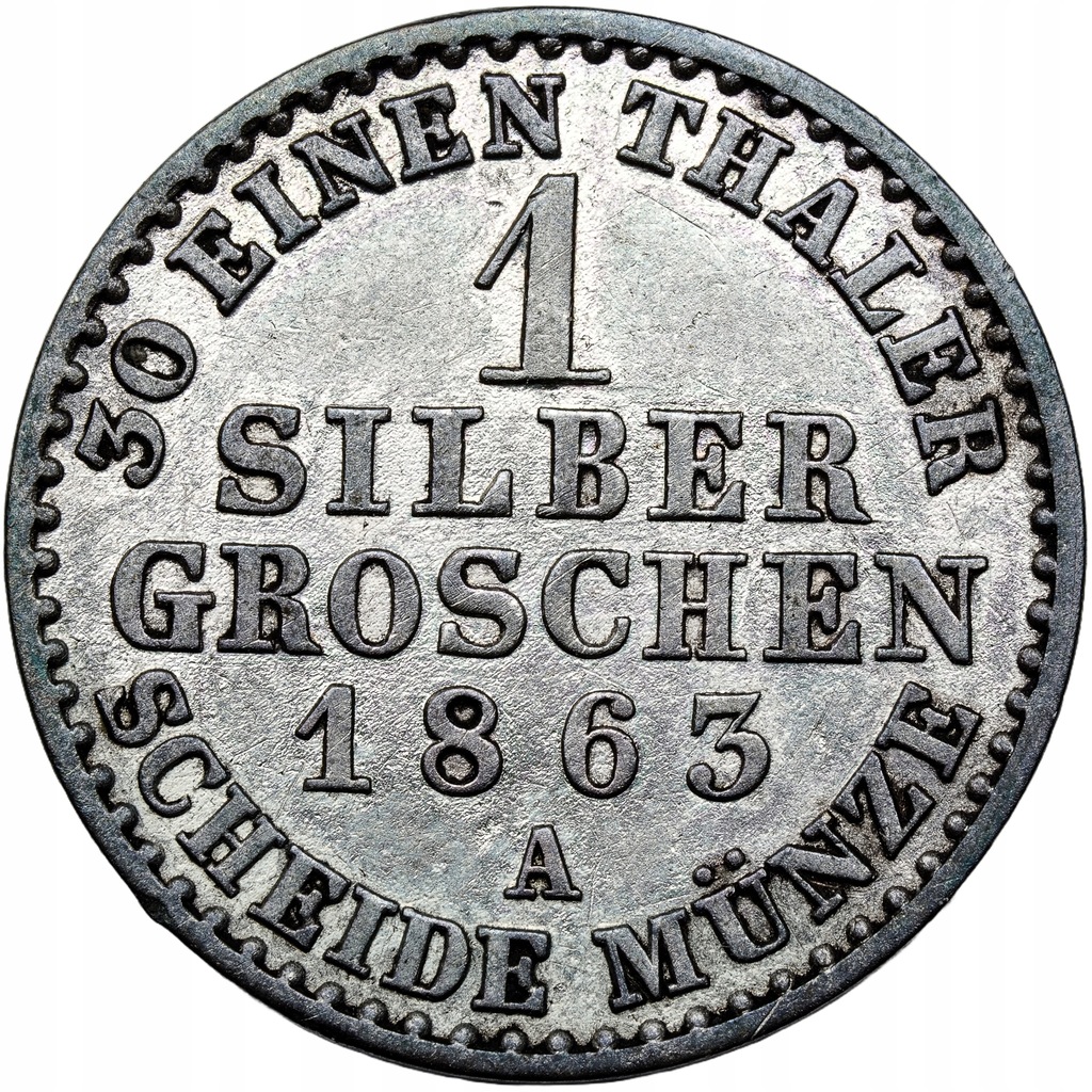 LS82. Prusy, 1 Silbergrochen 1863 A, Ładny