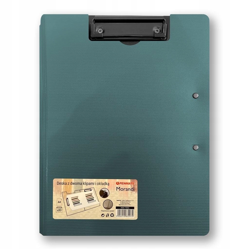 DESKA Z DWOMA KLIPAMI I OKŁADKĄ A4/A3 NIEB-SZARA