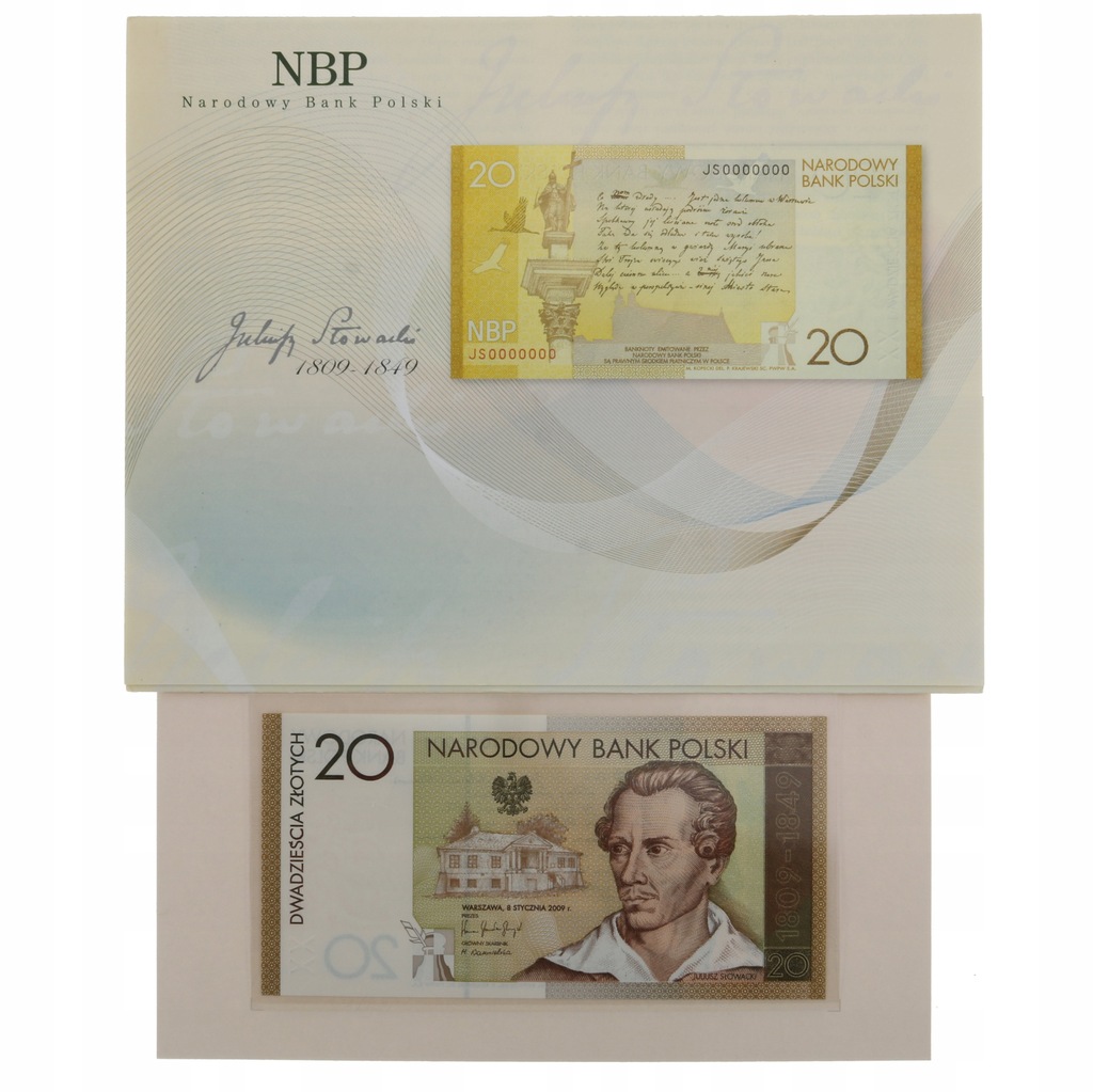 Banknot 20 złotych 2009 Juliusz Słowacki