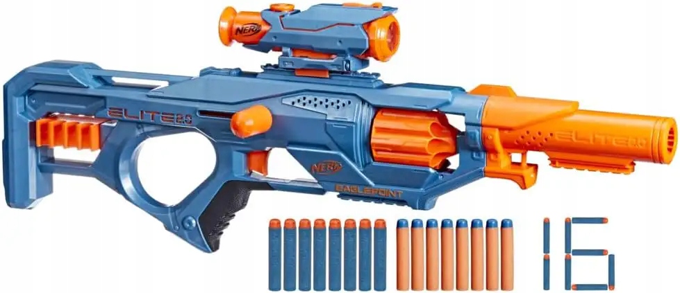 NERF Elite 2.0 Eaglepoint RD-8 Blaster, bęben 8 dart, zdejmowana luneta i z