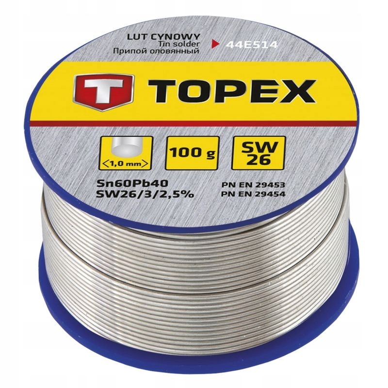 TOPEX Lut cynowy 60% Sn, drut 1.0 mm 100 g 44E514
