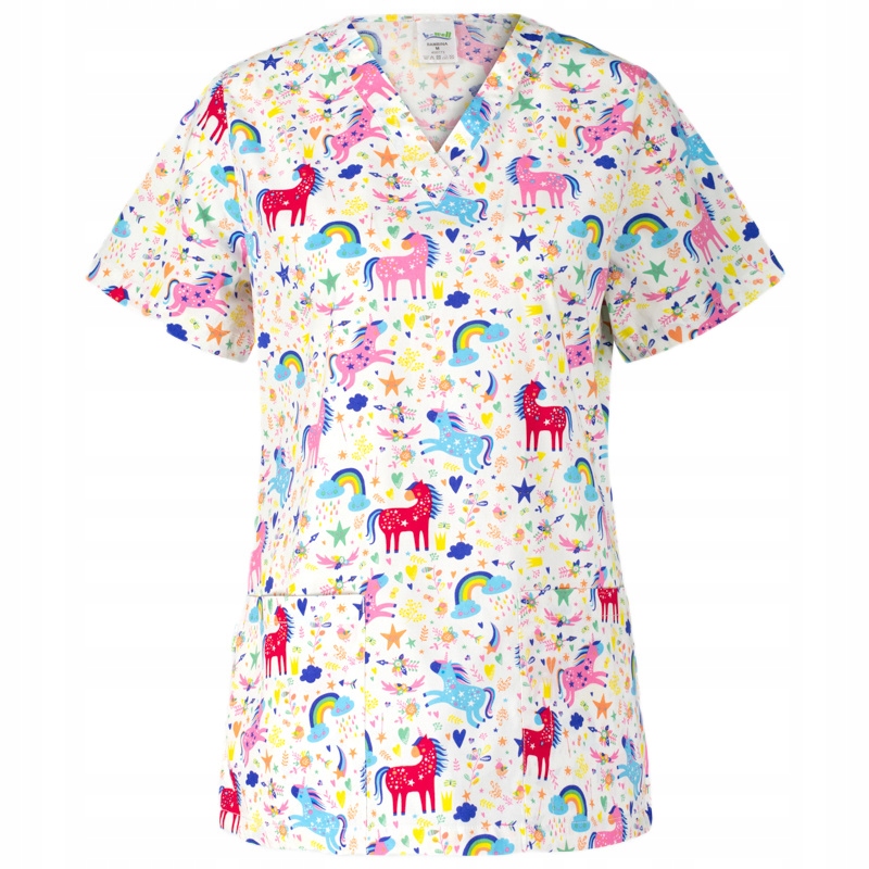O4830 B-WELL Bluzka medyczna damska jednorożec BAMBINA R.M