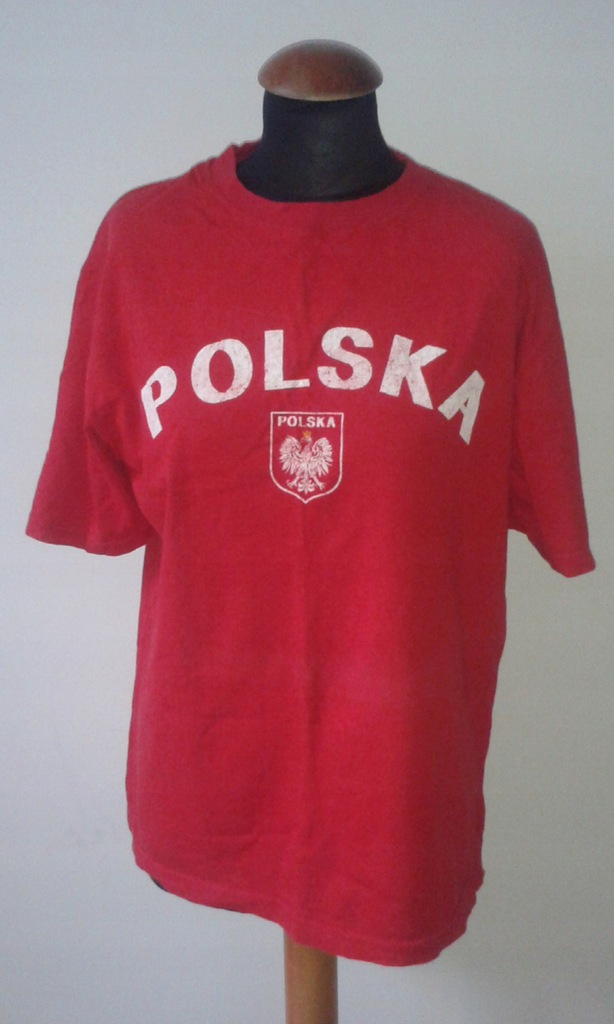 Czerwony T-shirt z nadrukiem (Polska), bawełna L