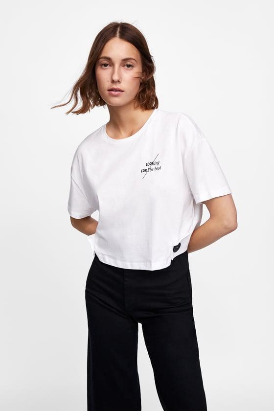 10M154 ZARA WOMAN__MC9 KRÓTKI T-SHIRT NADRUK__L