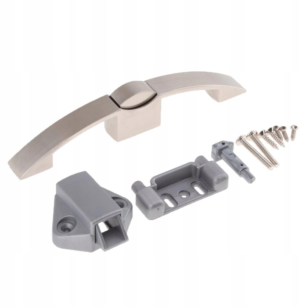 Push Button Pull Handle for Door Cabinet RV Yacht, Nickel Brushed 128mm