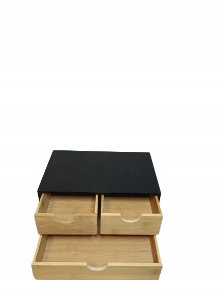 Szkatułka Organizer Bambusowy 27 x 16 x 14 cm czarny z szufladkami komoda