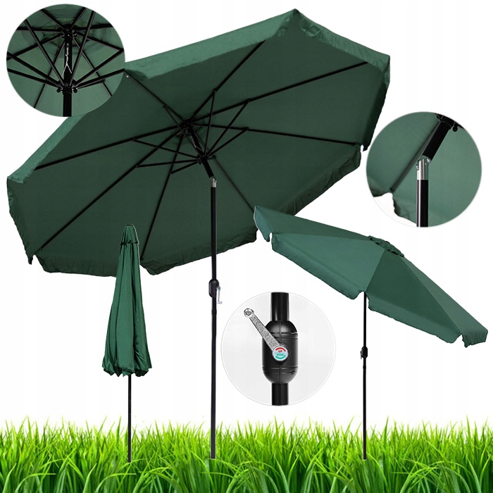 PARASOL SKOŚNY OGRODOWY BALKONOWY DUŻY SKŁADANY NA TARAS BALKON ZIELONY