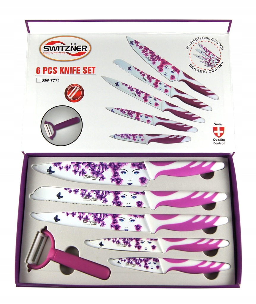 ZESTAW 5+1 NOŻY KUCHENNYCH SWITZNER FIOLET SW-7771
