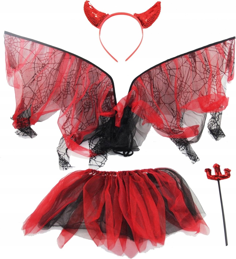 Foxxeo Teufel zestaw kostium dla dzieci diablica