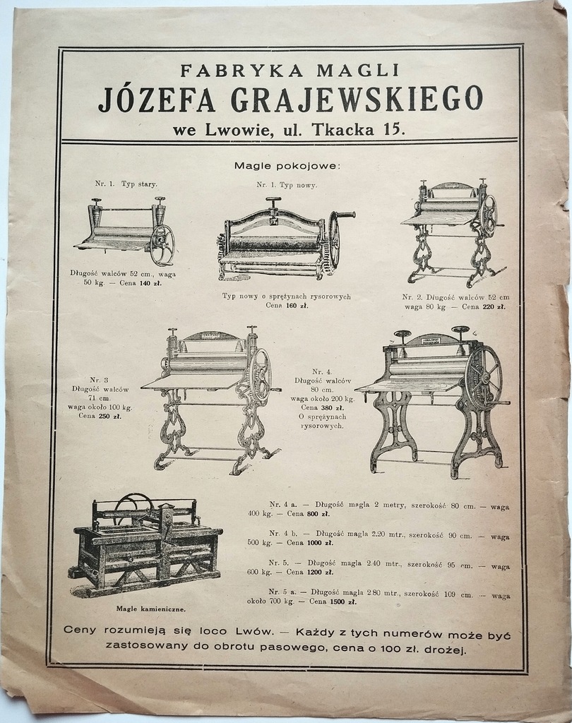 FABRYKA MAGLI JÓZEFA GRAJEWSKIEGO WE LWOWIE REKLAMA