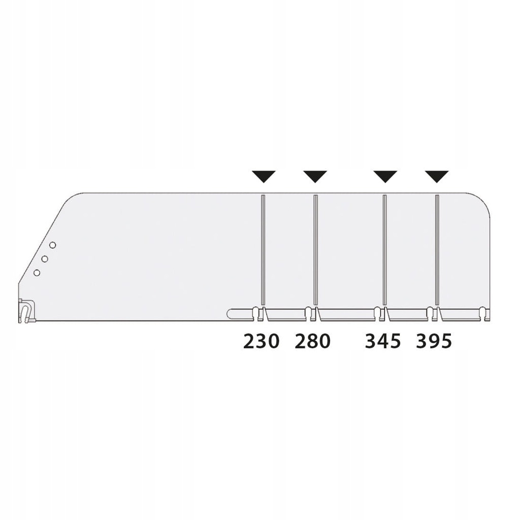 Oddzielacz 120x448 łamany 395/345/280/230 bz noska